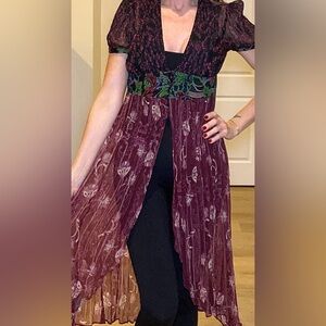 Free People Burgundy Floral Overlay Dress